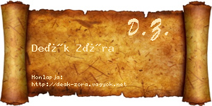 Deák Zóra névjegykártya
